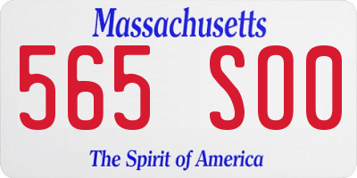 MA license plate 565SO0