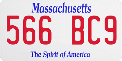 MA license plate 566BC9