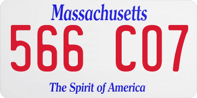 MA license plate 566CO7