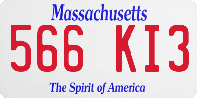 MA license plate 566KI3