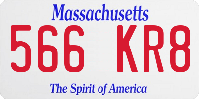 MA license plate 566KR8