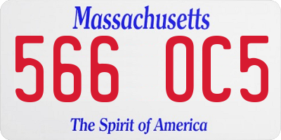 MA license plate 566OC5