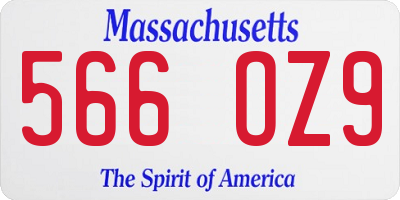 MA license plate 566OZ9