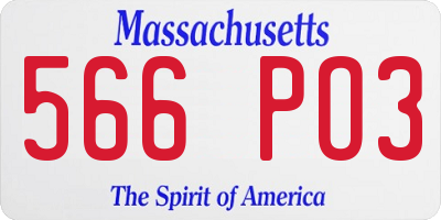 MA license plate 566PO3