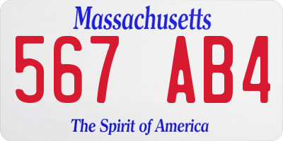 MA license plate 567AB4