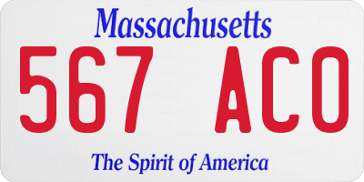 MA license plate 567AC0