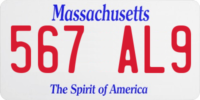 MA license plate 567AL9
