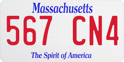 MA license plate 567CN4