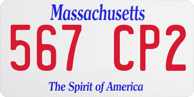 MA license plate 567CP2