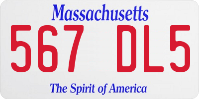 MA license plate 567DL5
