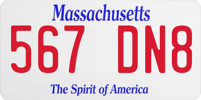 MA license plate 567DN8