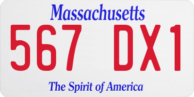 MA license plate 567DX1