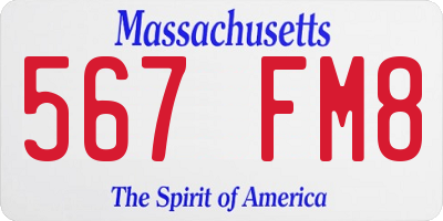 MA license plate 567FM8