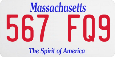 MA license plate 567FQ9