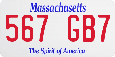 MA license plate 567GB7