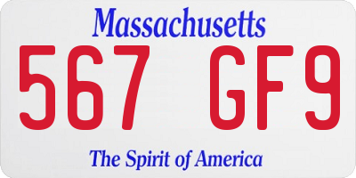 MA license plate 567GF9