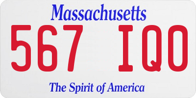 MA license plate 567IQ0