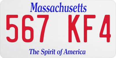 MA license plate 567KF4