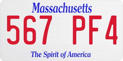 MA license plate 567PF4