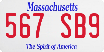 MA license plate 567SB9