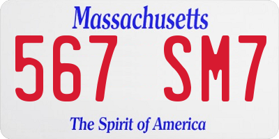 MA license plate 567SM7