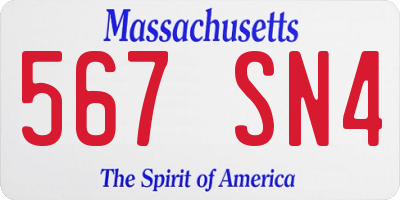 MA license plate 567SN4