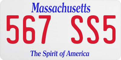 MA license plate 567SS5