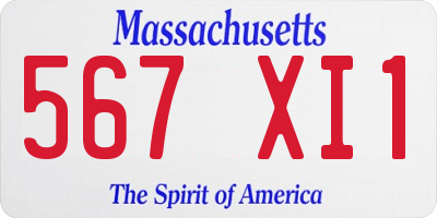 MA license plate 567XI1