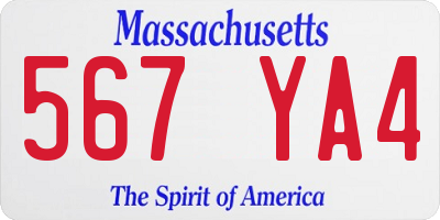 MA license plate 567YA4
