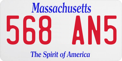 MA license plate 568AN5