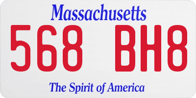 MA license plate 568BH8