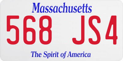 MA license plate 568JS4
