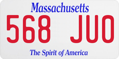 MA license plate 568JU0