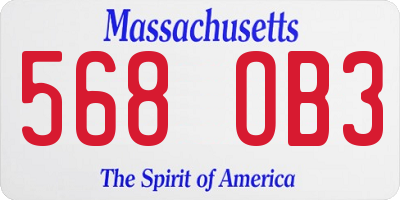 MA license plate 568OB3