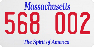 MA license plate 568OO2