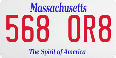 MA license plate 568OR8