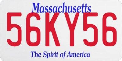 MA license plate 56KY56