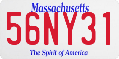 MA license plate 56NY31