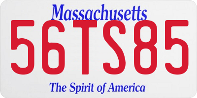 MA license plate 56TS85