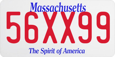 MA license plate 56XX99