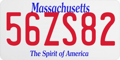 MA license plate 56ZS82