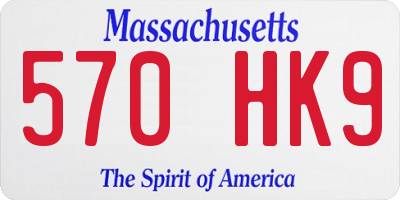 MA license plate 570HK9