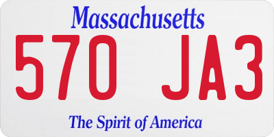 MA license plate 570JA3