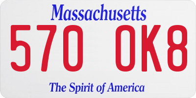 MA license plate 570OK8