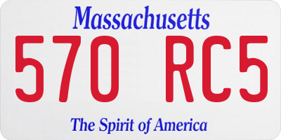 MA license plate 570RC5