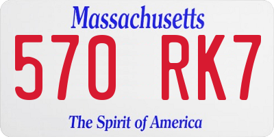 MA license plate 570RK7