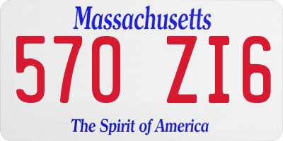 MA license plate 570ZI6
