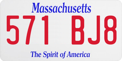 MA license plate 571BJ8