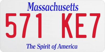 MA license plate 571KE7