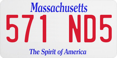 MA license plate 571ND5